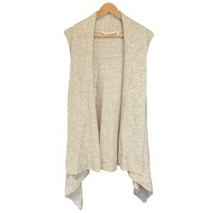 Soft Surroundings Oatmeal Grey Sleeveless Sweater Cascade Cardigan Size Small